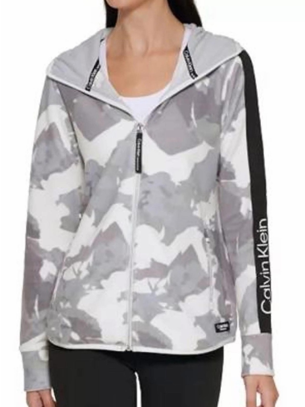 Calvin Klein Women’s Gray Camo Zip Hoodie Jacket